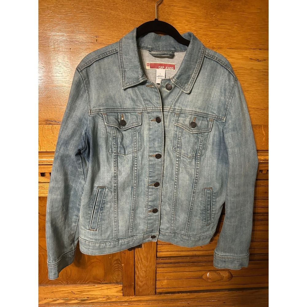 Gap 1969 Classic Light Wash Denim Trucker Jacket Sz L Streetwear Boho Grunge 90s